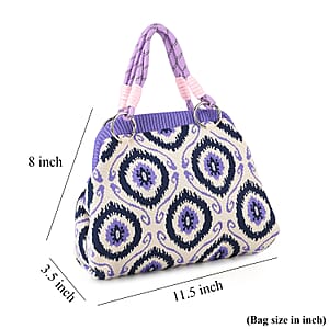 Lay Marey Purple Floral Pattern Knitted Handbag