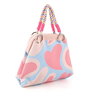 Lay Marey Pink Heart Pattern Knitted Handbag