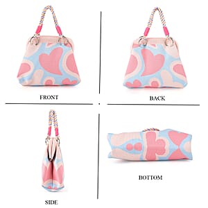 Lay Marey Pink Heart Pattern Knitted Handbag