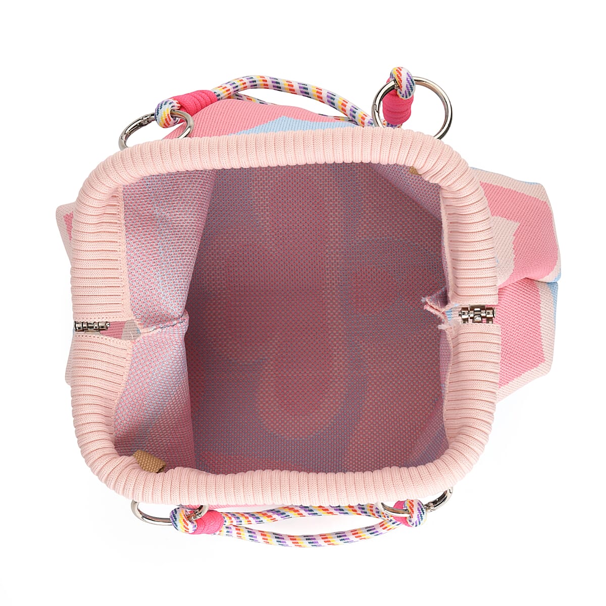 Lay Marey Pink Heart Pattern Knitted Handbag image number 2