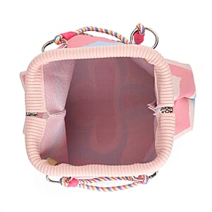 Lay Marey Pink Heart Pattern Knitted Handbag
