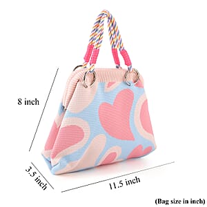 Lay Marey Pink Heart Pattern Knitted Handbag