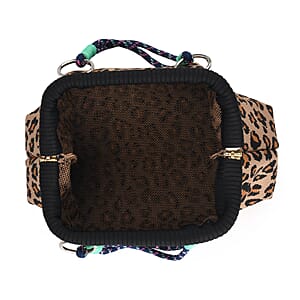 La Marey Brown Leopard Pattern Knitted Handbag