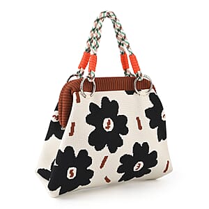 Lay Marey Black Flower Pattern Knitted Handbag