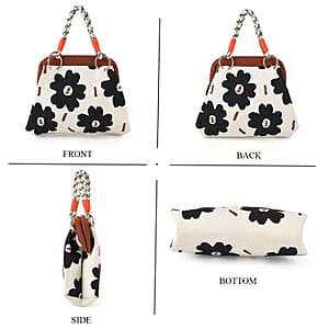 Lay Marey Black Flower Pattern Knitted Handbag