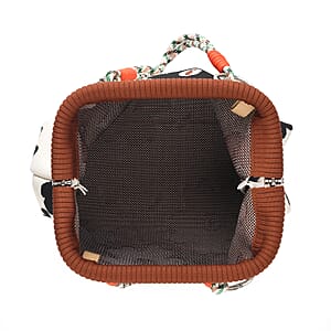 Lay Marey Black Flower Pattern Knitted Handbag