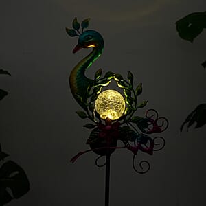 LIvmore Multi color Iron and Glass Peacock Solar Spinner Stake