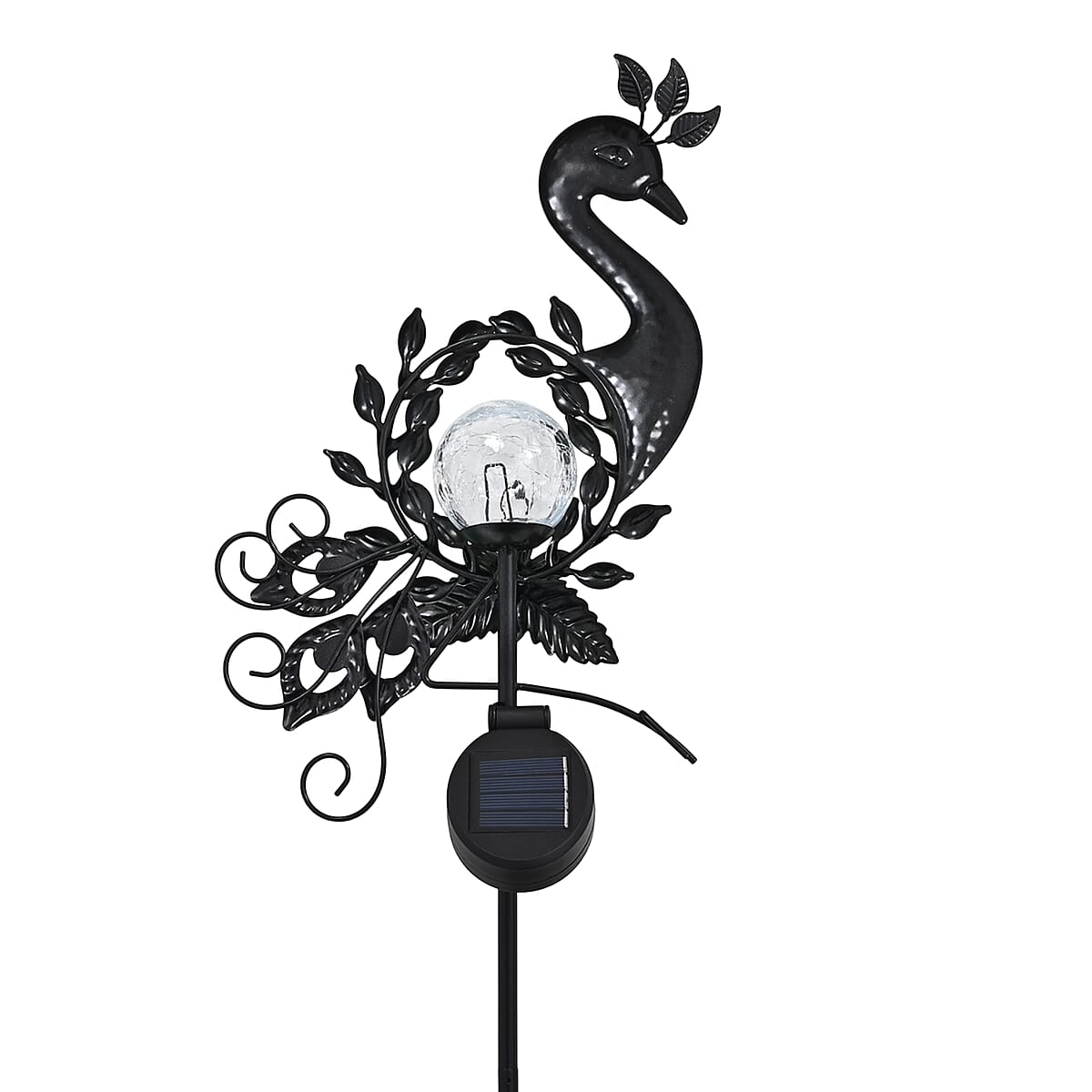 LIvmore Multi color Iron and Glass Peacock Solar Spinner Stake (7.87"x2.36"x32.68") image number 4