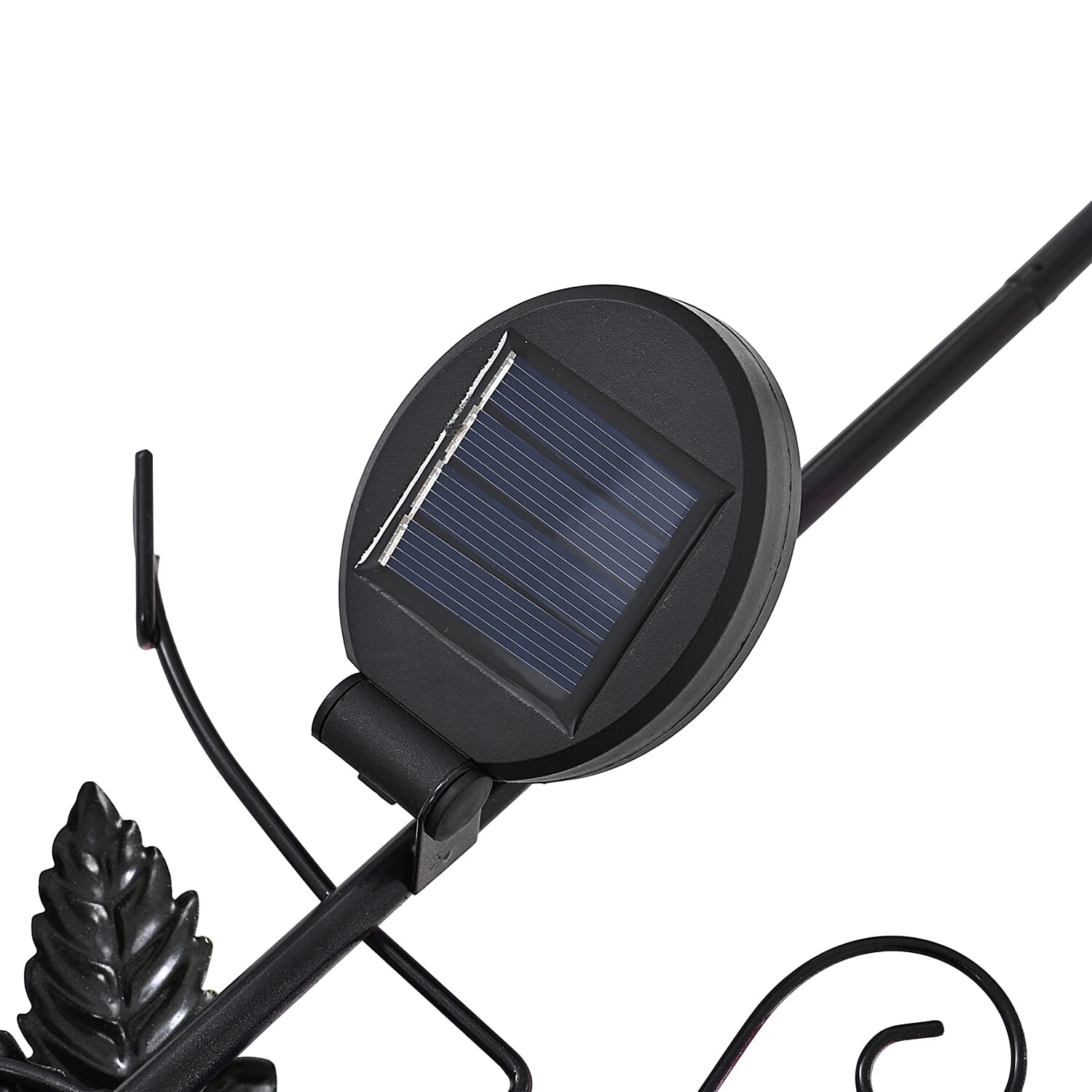 LIvmore Iron and Glass Decorative Solar Peacock Spinner Stake