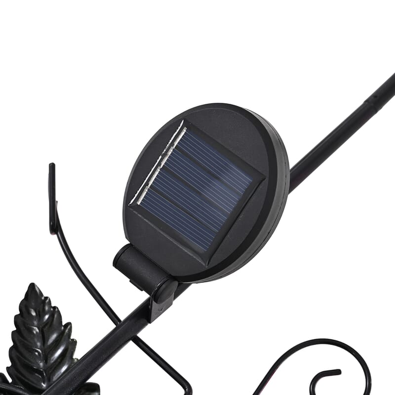 LIvmore Iron and Glass Decorative Solar Peacock Spinner Stake