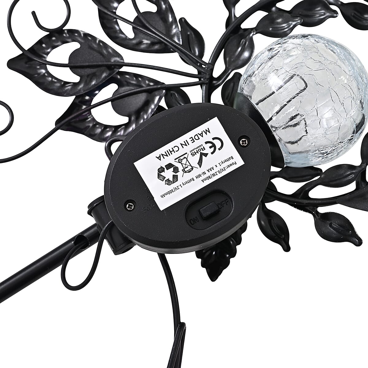 LIvmore Multi color Iron and Glass Peacock Solar Spinner Stake (7.87"x2.36"x32.68") image number 7