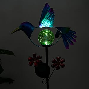 LIvmore Hummingbird Iron and Glass Solar Spinner Stake