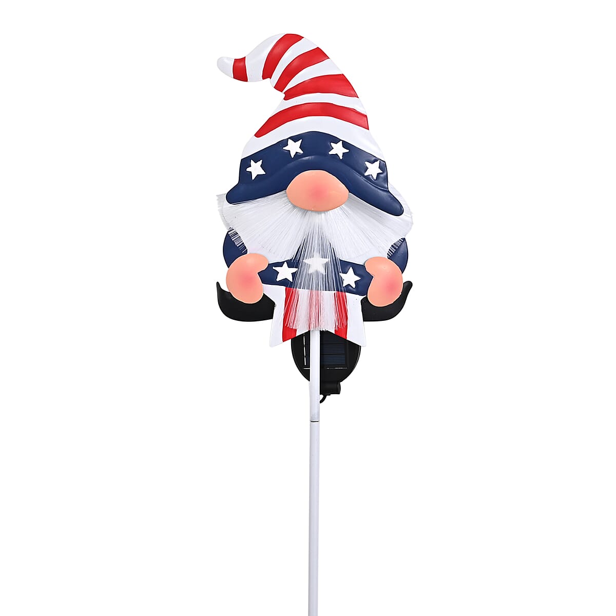 Livmore US Natuional Flag Pattern Whimsical Gnome Hat Solar Spinner Stake image number 3