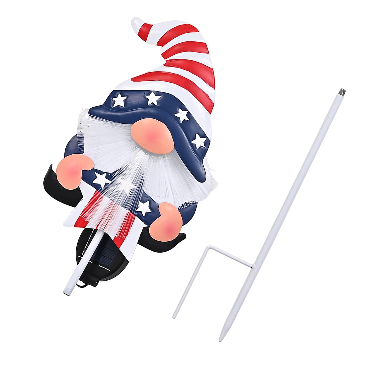 Livmore US Natuional Flag Pattern Whimsical Gnome Hat Solar Spinner Stake image number 5
