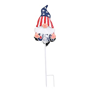 Livmore US Natuional Flag Pattern Whimsical Gnome Hat Solar Spinner Stake