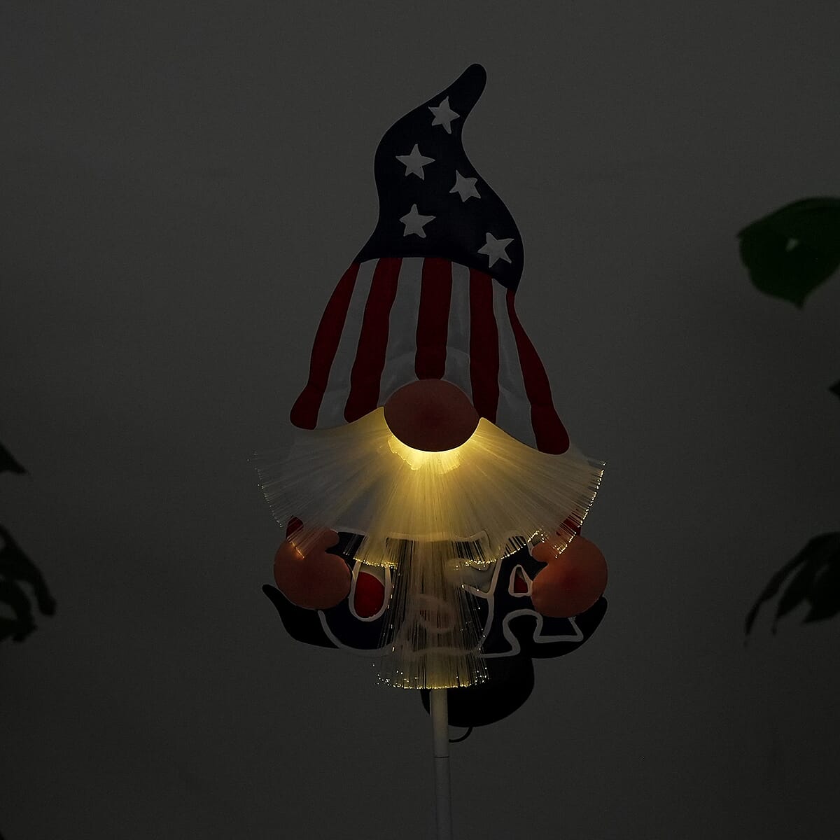 Livmore US Natuional Flag Pattern Whimsical Gnome Hat Solar Spinner Stake image number 2