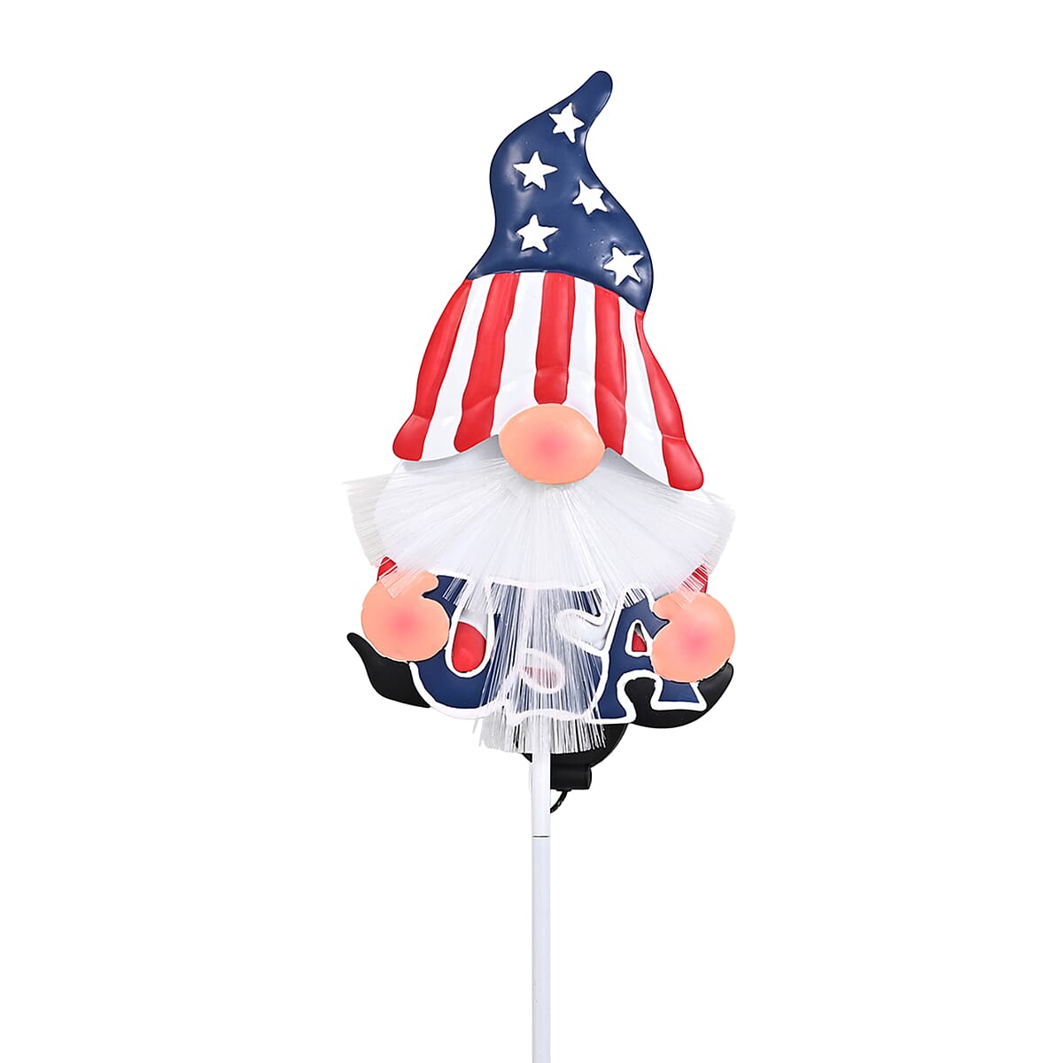 Livmore US Natuional Flag Pattern Whimsical Gnome Hat Solar Spinner Stake image number 3
