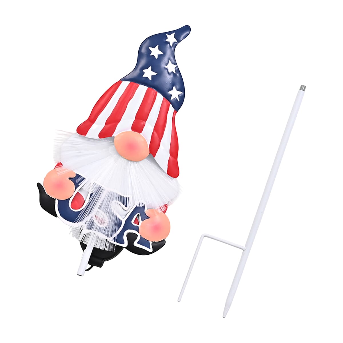 Livmore US Natuional Flag Pattern Whimsical Gnome Hat Solar Spinner Stake image number 5