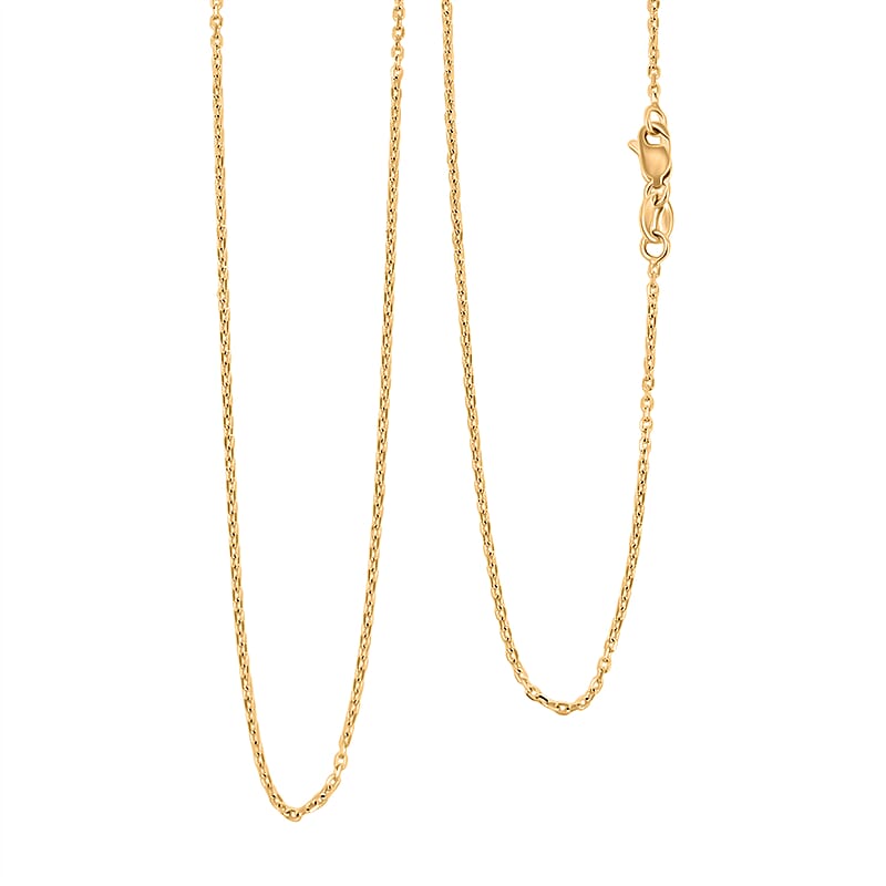 14K Yellow Gold Diamond-cut Cable Chain Necklace (20 Inches) (1mm, 1.8 Grams)