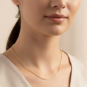 14K Yellow Gold Diamond-cut Cable Chain Necklace (20 Inches) (1mm, 1.75 Grams)