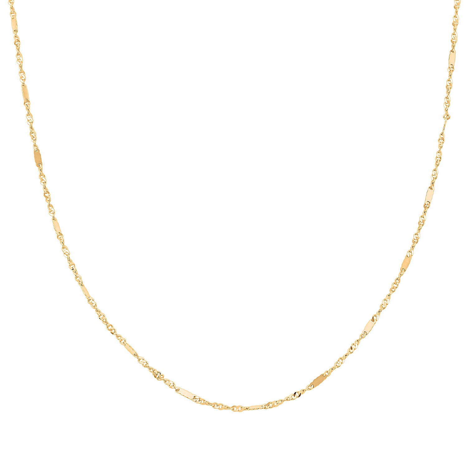 14K Yellow Gold Singapore Bar Chain Necklace (20 Inches) (1.5 Grams)