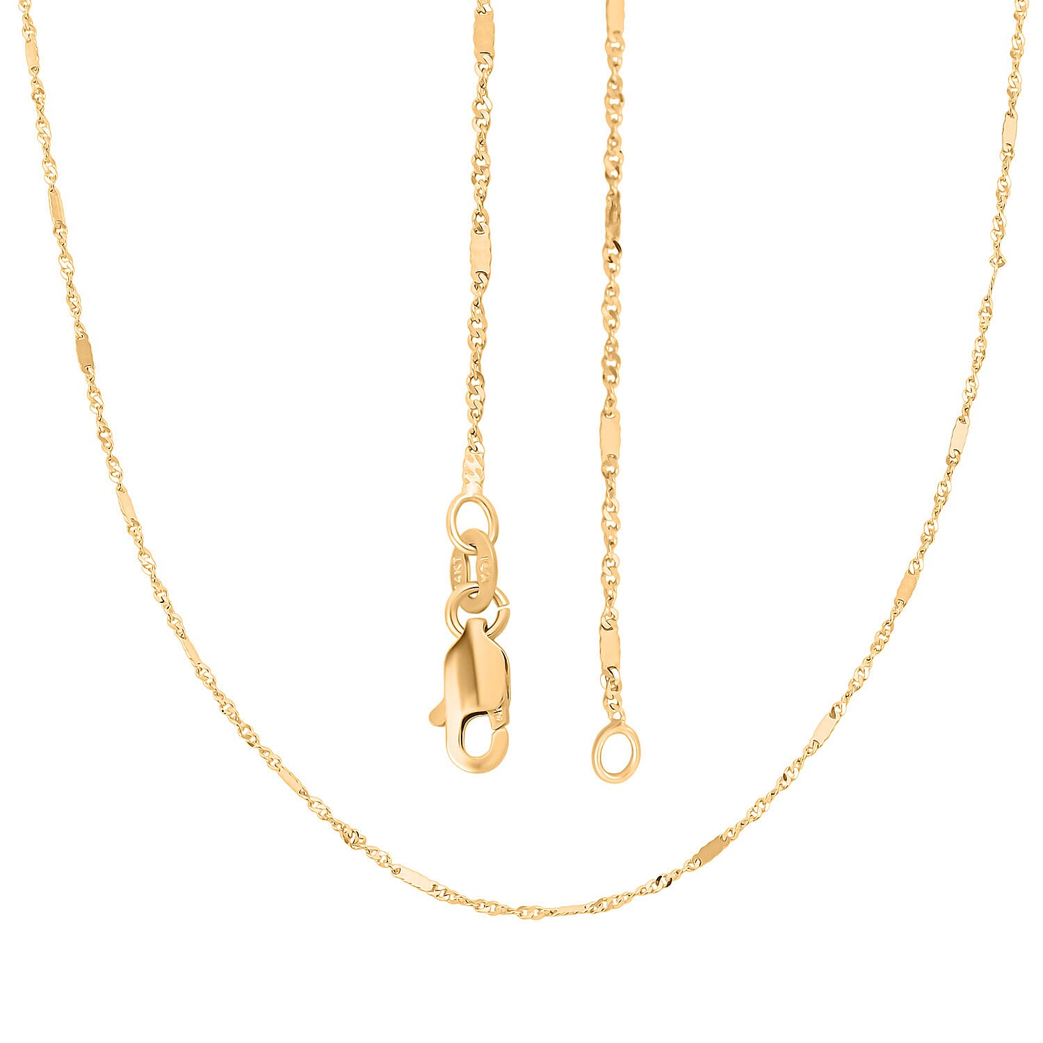 14K Yellow Gold Singapore Bar Chain Necklace (20 Inches) (1.5 Grams)
