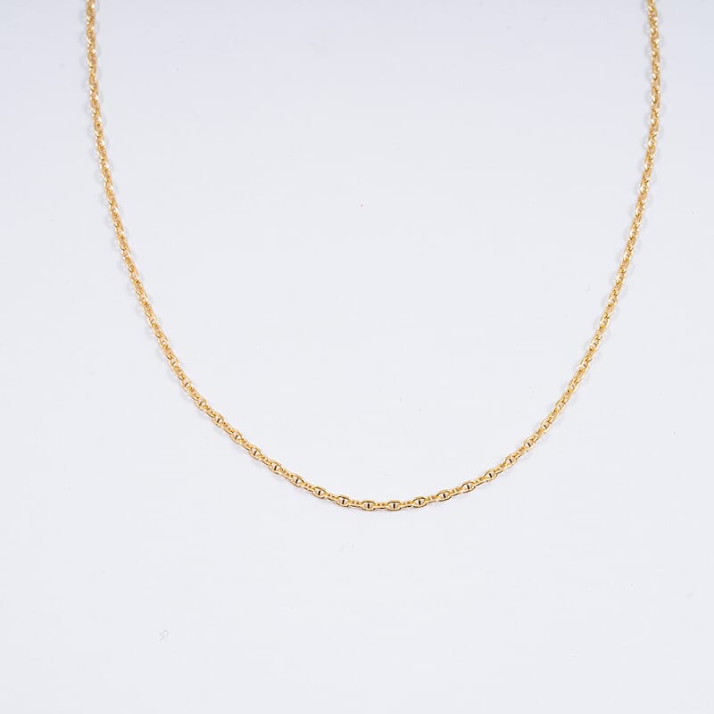 18K Yellow Gold Twisted Mariner Chain Necklace (18 Inches) (2.1 Grams)