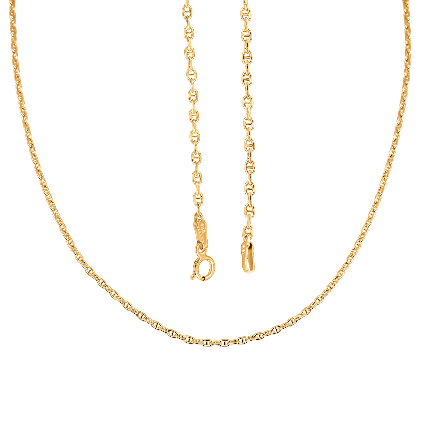 18K Yellow Gold Twisted Mariner Chain Necklace (20 Inches) (2.30 Grams)