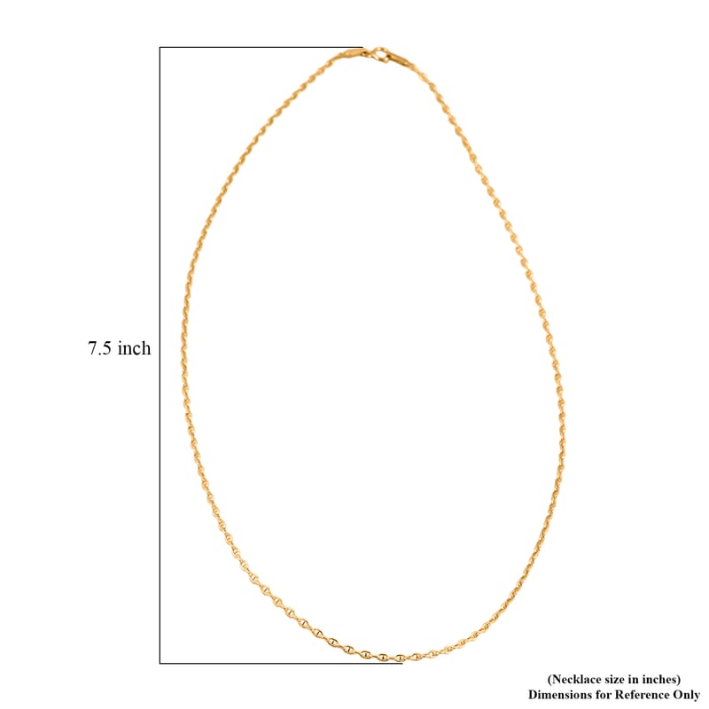 18K Yellow Gold Twisted Mariner Chain Necklace (20 Inches) (2.30 Grams)
