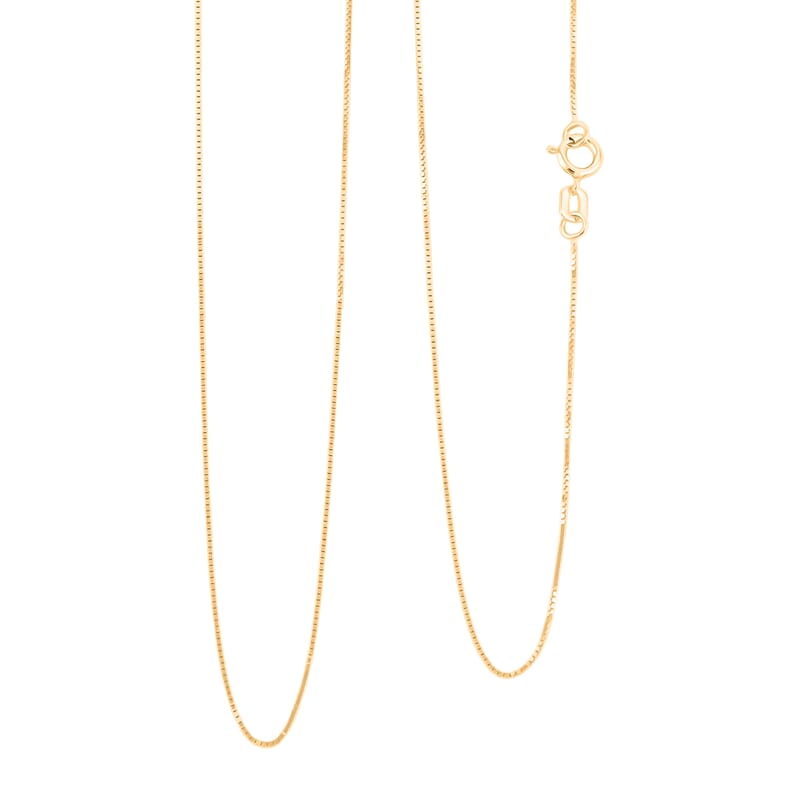 18K Yellow Gold Box Chain Necklace (20 Inches) (1.4 Grams)