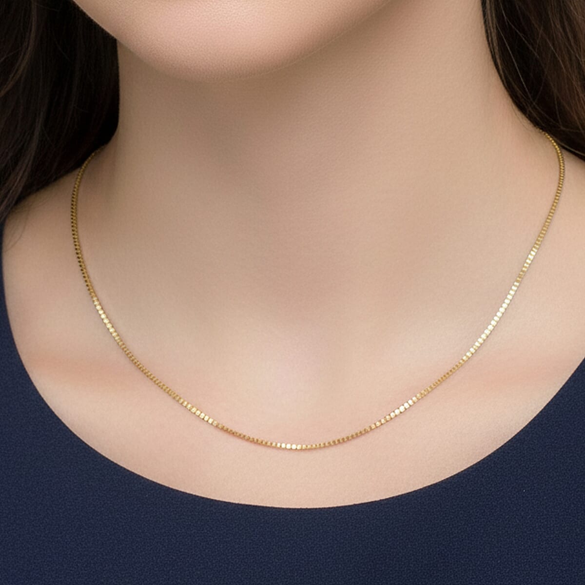 Box Chain Necklace in 18K Yellow Gold 1.4 Grams 20 Inches image number 2
