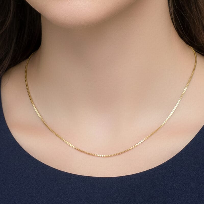 18K Yellow Gold Box Chain Necklace (20 Inches) (1.4 Grams)