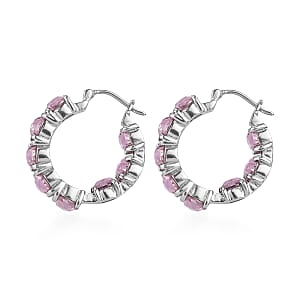 EverTrue Simulated Pink Diamond Hoop Earrings in Stainless Steel