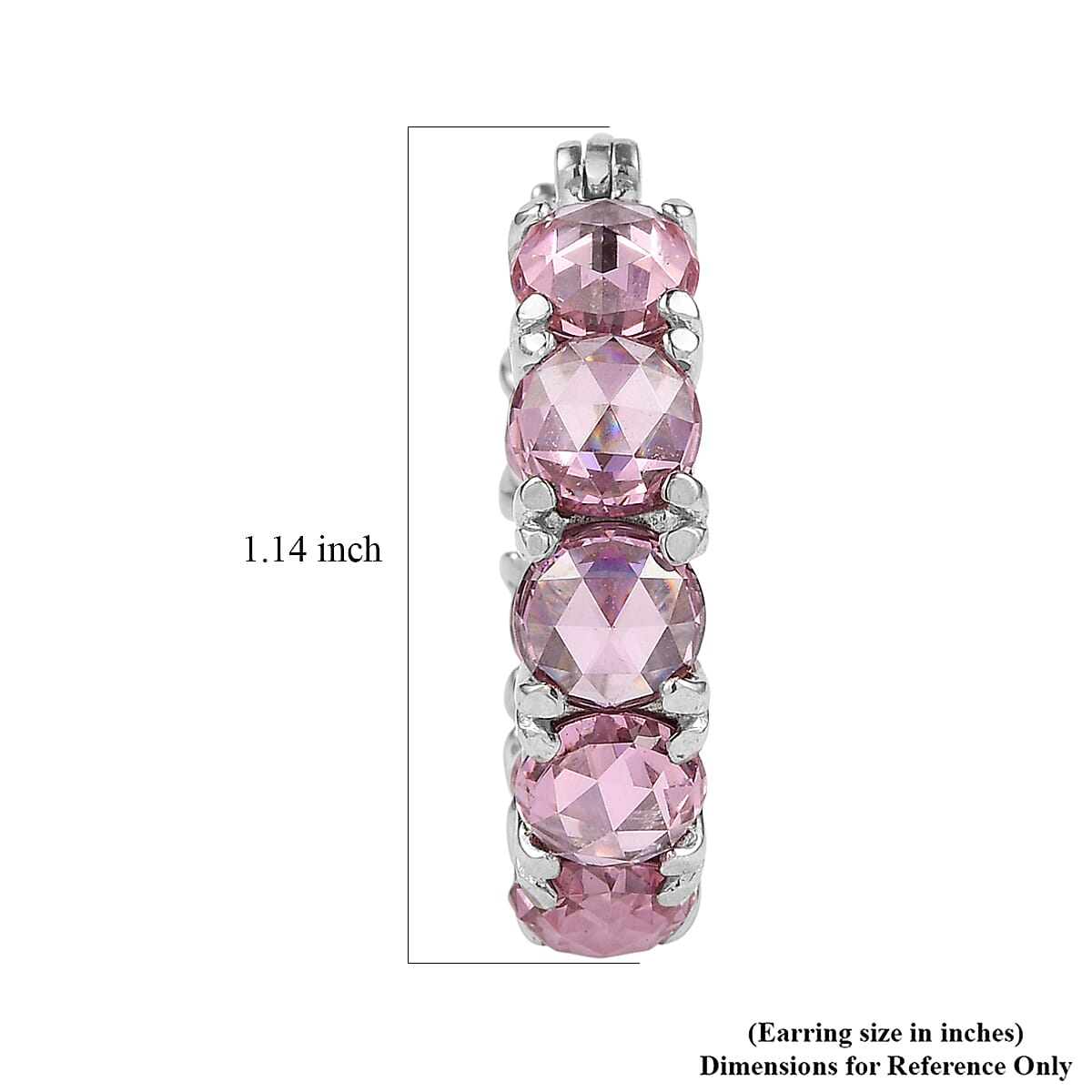 EverTrue Simulated Pink Diamond Hoop Earrings in Stainless Steel image number 4