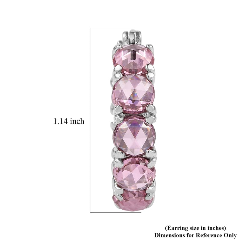 EverTrue Simulated Pink Diamond Hoop Earrings in Stainless Steel