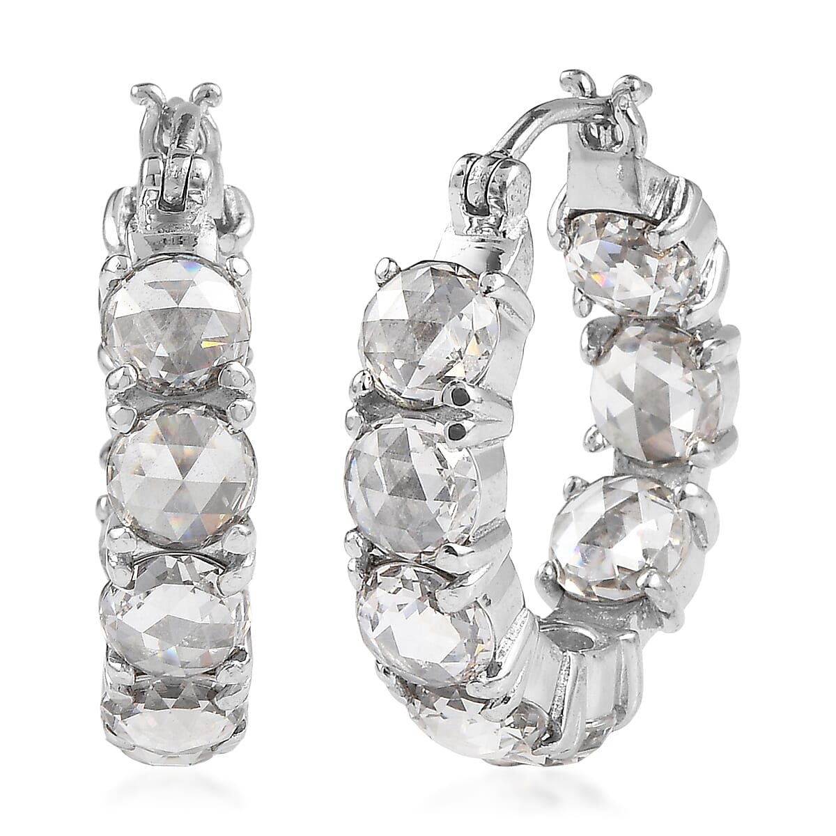 EverTrue Simulated Diamond Hoop Earrings in Stainless Steel