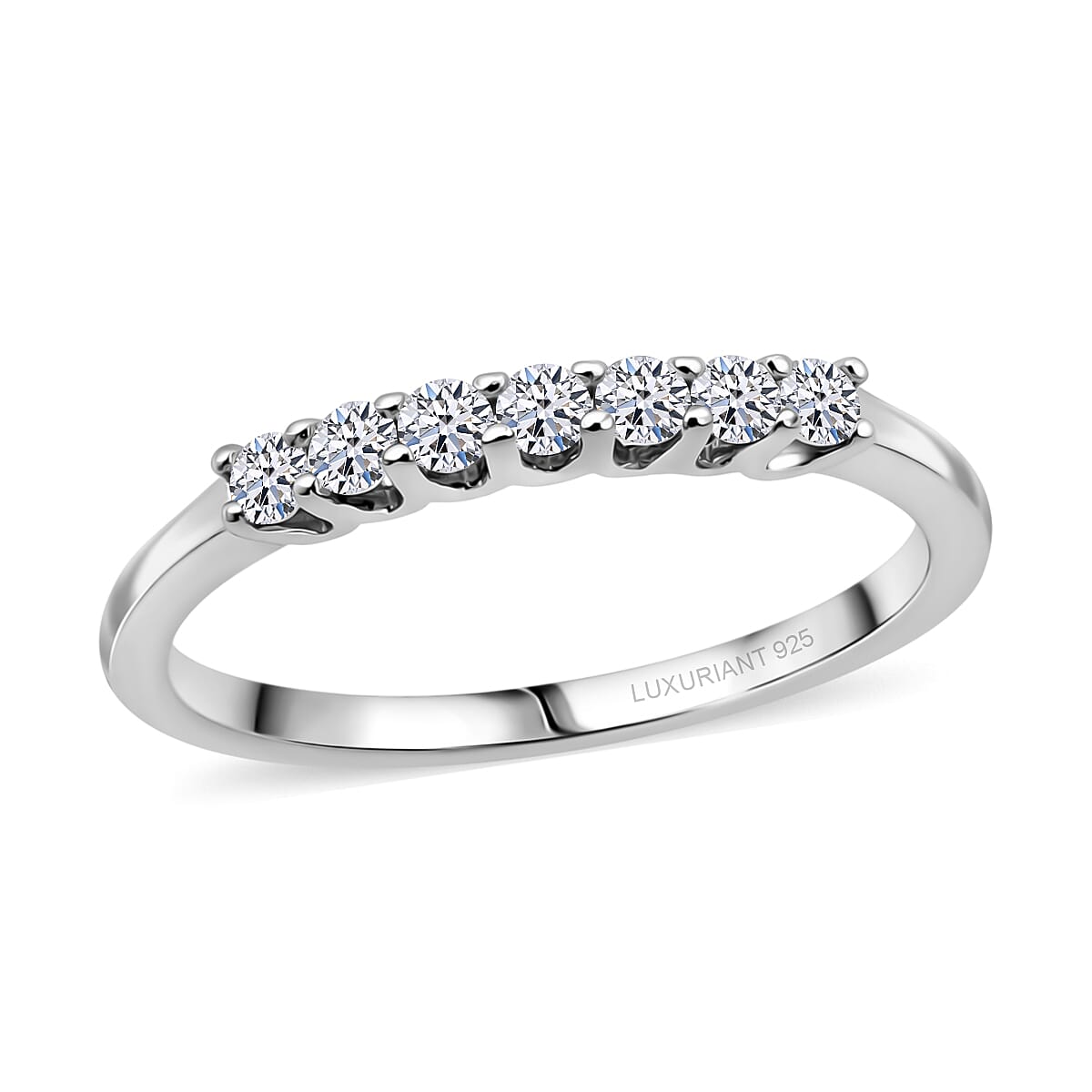 Luxuriant Lab Grown Diamond G-H SI 0.25 ctw Band Ring in Platinum Over Sterling Silver (Size 5.0)