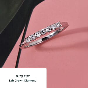 Luxuriant Lab Grown Diamond G-H SI 0.25 ctw Band Ring in Platinum Over Sterling Silver (Size 5.0)