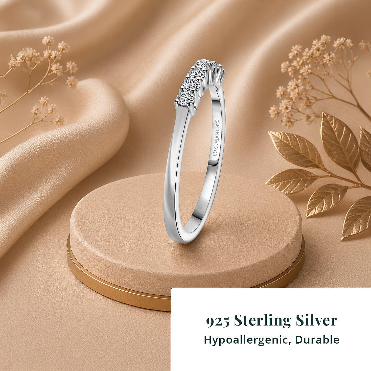 Luxuriant Lab Grown Diamond G-H SI 0.25 ctw Band Ring in Platinum Over Sterling Silver (Size 5.0)