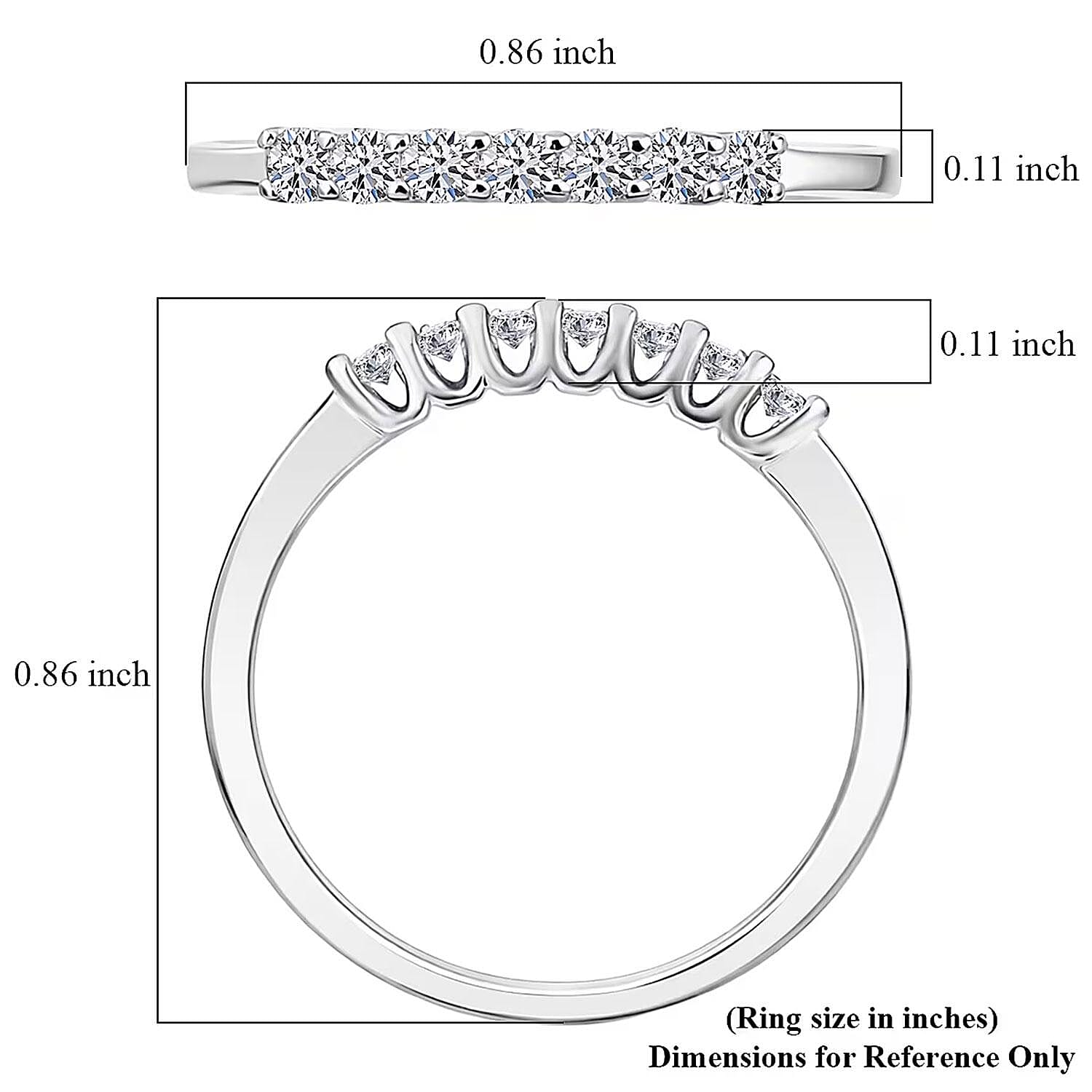 Luxuriant Lab Grown Diamond G-H SI 0.25 ctw Band Ring in Platinum Over Sterling Silver (Size 5.0)
