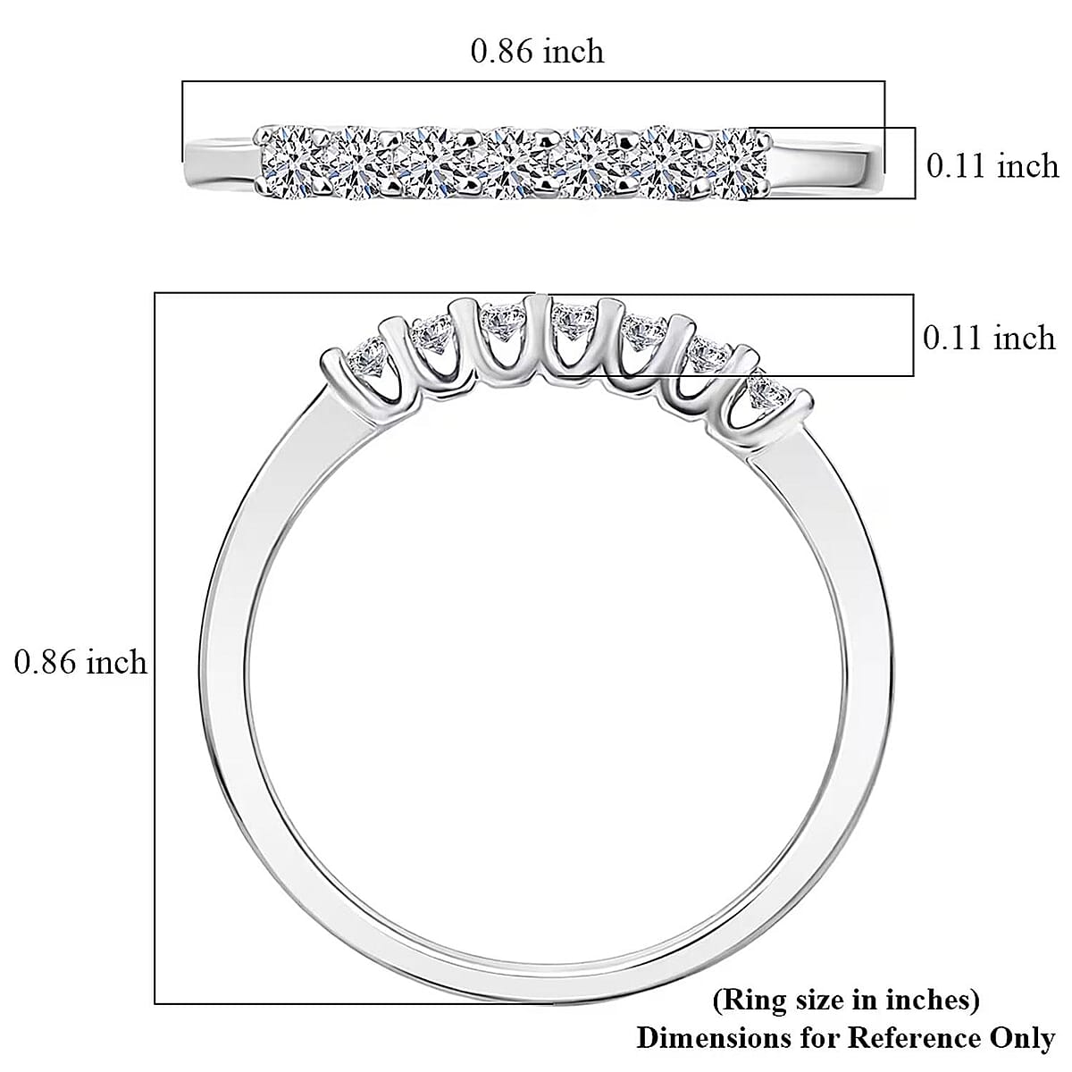 Luxuriant Lab Grown Diamond G-H SI 0.25 ctw Band Ring in Platinum Over Sterling Silver (Size 5.0) image number 7