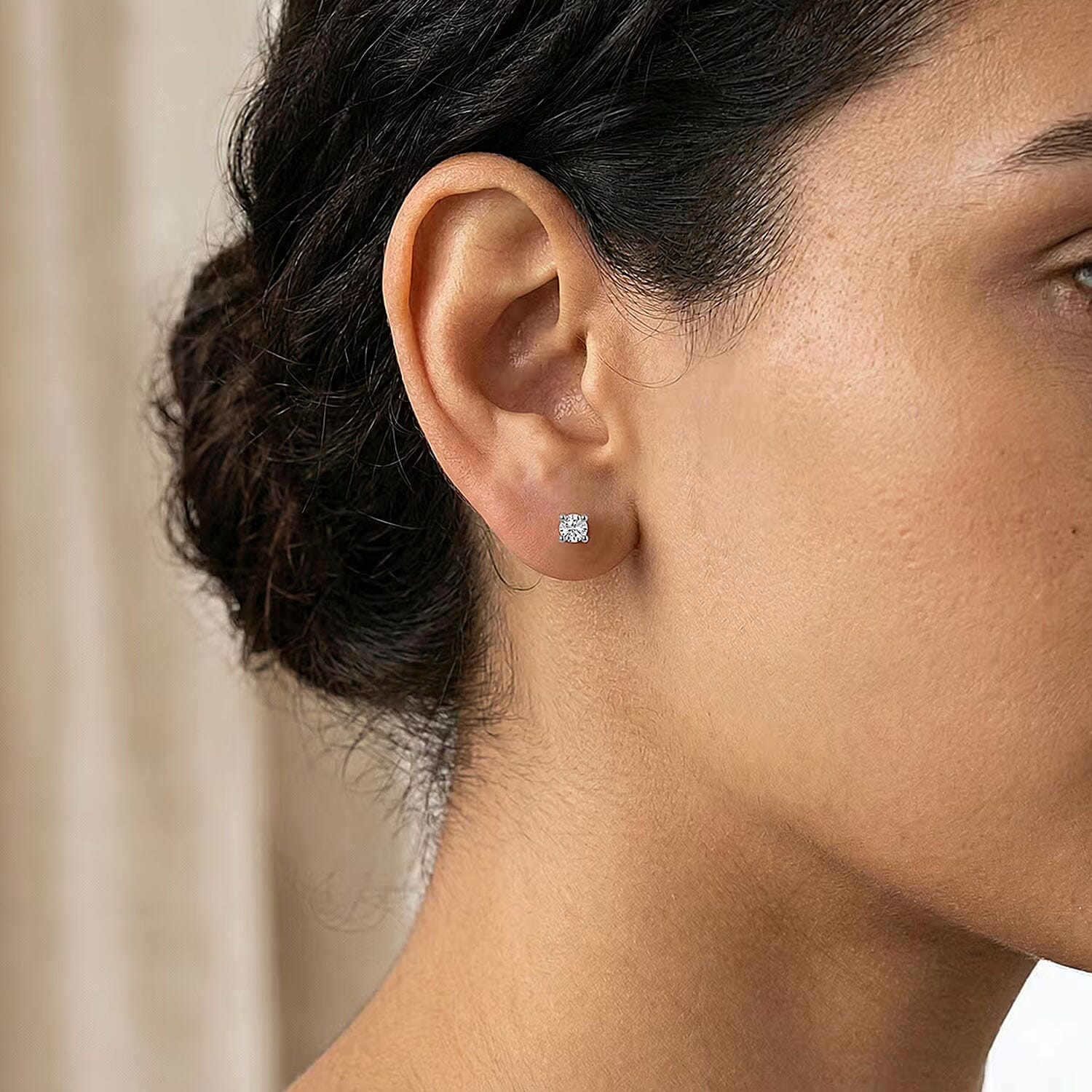 Luxuriant Lab Grown Diamond G-H SI 0.15 ctw Stud Earrings in Platinum Over Sterling Silver