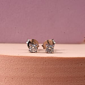 Luxuriant Lab Grown Diamond (G-H, SI) Stud Earrings in Platinum Over Sterling Silver