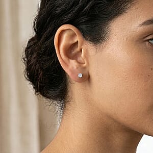 Luxuriant Lab Grown Diamond (G-H, SI) Stud Earrings in Platinum Over Sterling Silver