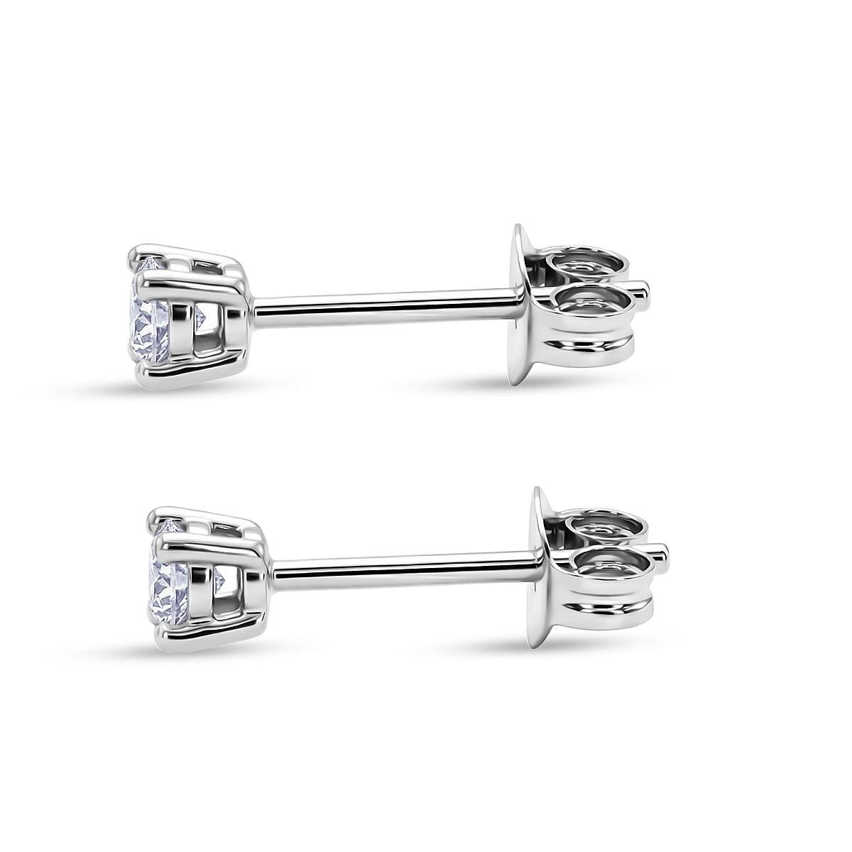 Luxuriant Lab Grown Diamond (G-H, SI) Stud Earrings in Platinum Over Sterling Silver image number 3