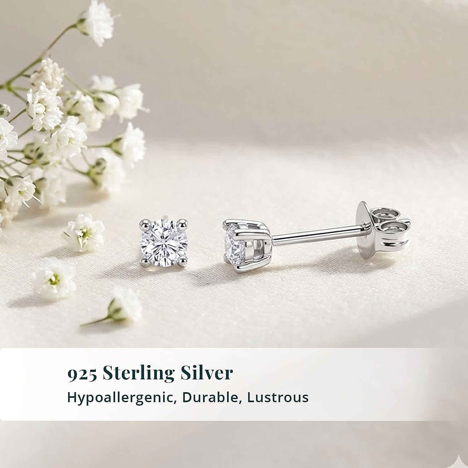 Luxuriant Lab Grown Diamond G-H SI 0.15 ctw Stud Earrings in Platinum Over Sterling Silver