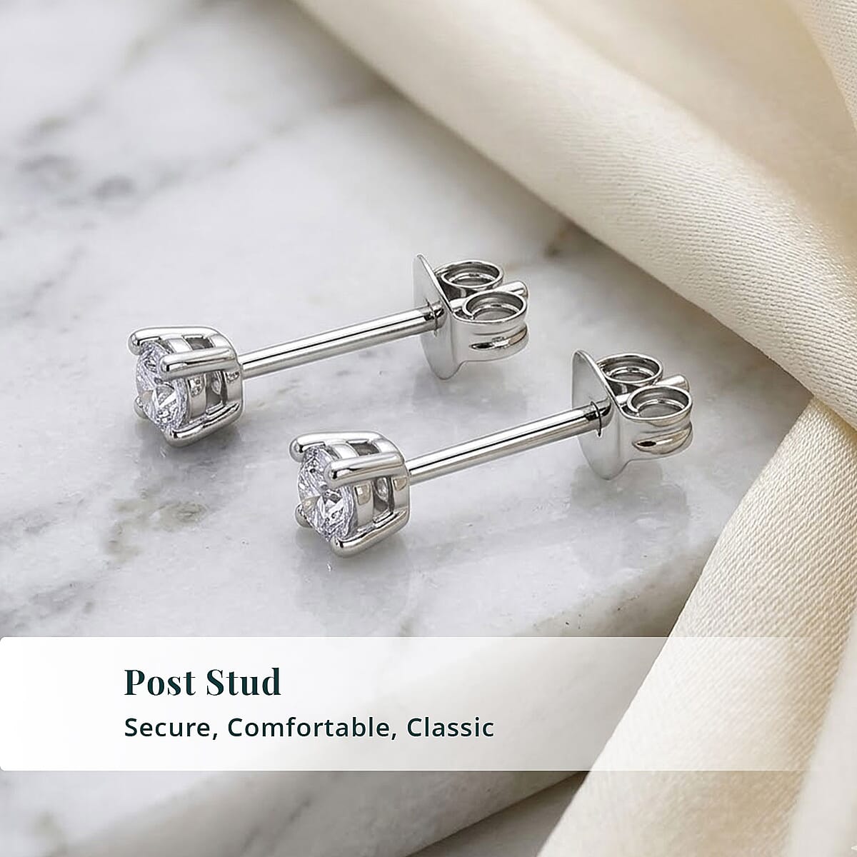 Luxuriant Lab Grown Diamond G-H SI 0.15 ctw Stud Earrings in Platinum Over Sterling Silver image number 5