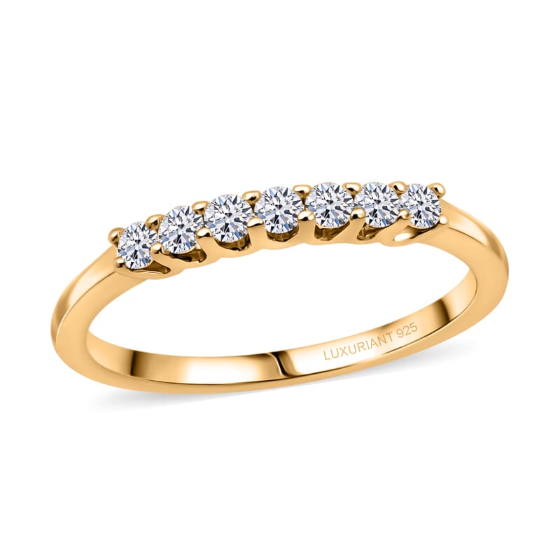 Luxuriant Lab Grown Diamond G-H SI 0.25 ctw Band Ring in 14K Yellow Gold Over Sterling Silver (Size 7.0)