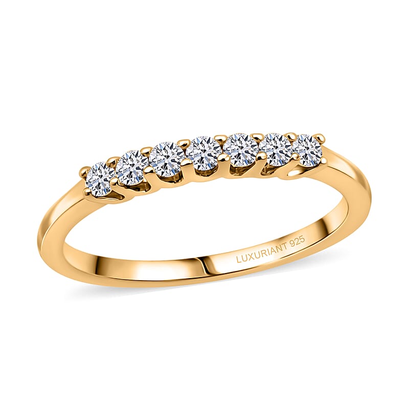 Luxuriant Lab Grown Diamond G-H SI 0.25 ctw Band Ring in 14K Yellow Gold Over Sterling Silver (Size 7.0)