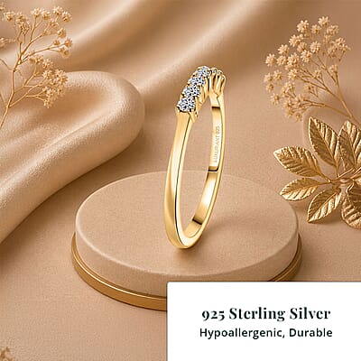 Luxuriant Lab Grown Diamond G-H SI 0.25 ctw Band Ring in 14K Yellow Gold Over Sterling Silver (Size 7.0)